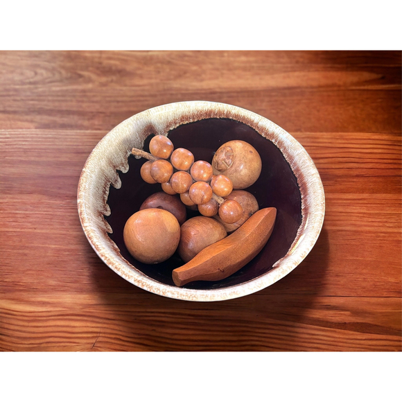 Carved Wooden Fruit Vintage BOHO Home Decor Gift Solid Wood Carved Vintage Fruit - Picture 2 of 8